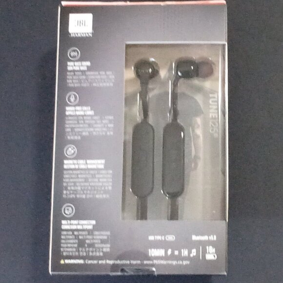 JBL TUNE 125BT  WIRELESS BLUETOOTH EARBUDS BLACK Model # JBLT125BTBLKAM - Picture 3 of 15